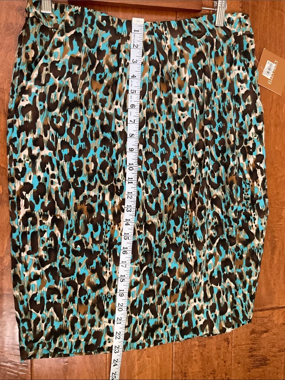Elie Tahari Turquoise Brown Black Cream Leopard-Print pencil Skirt NWT